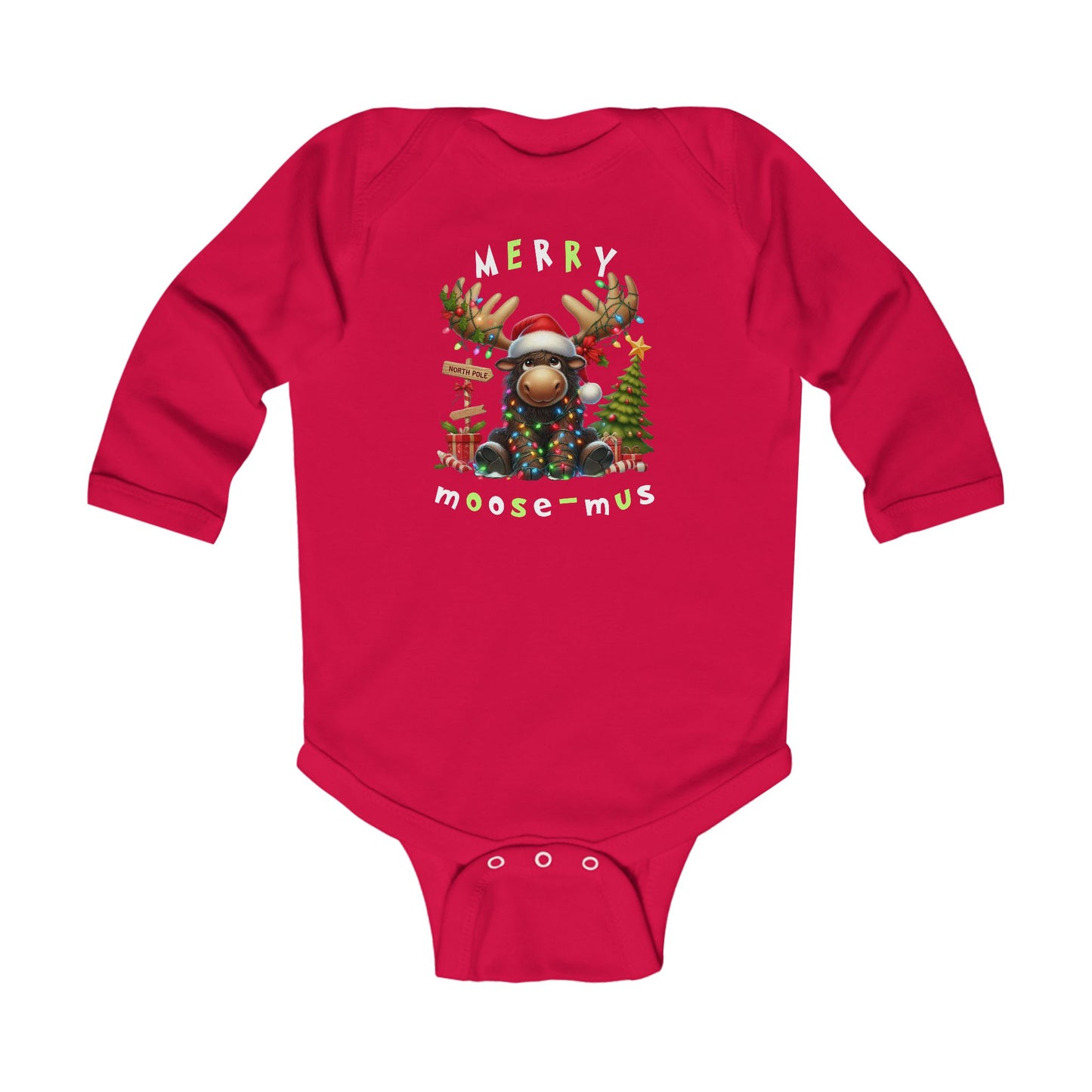 Merry Moos-mus - Cute Cartoon Moose Christmas Body Suit Onesie for Baby