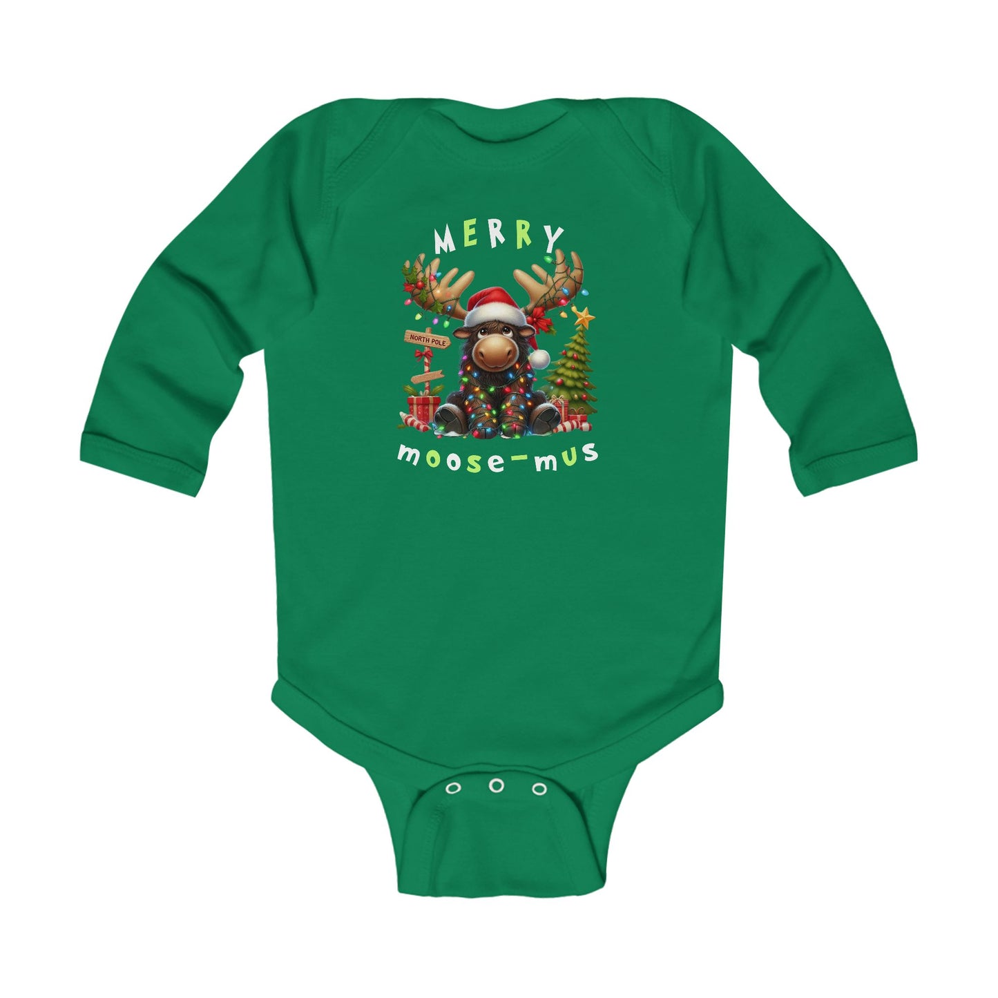 Merry Moos-mus - Cute Cartoon Moose Christmas Body Suit Onesie for Baby