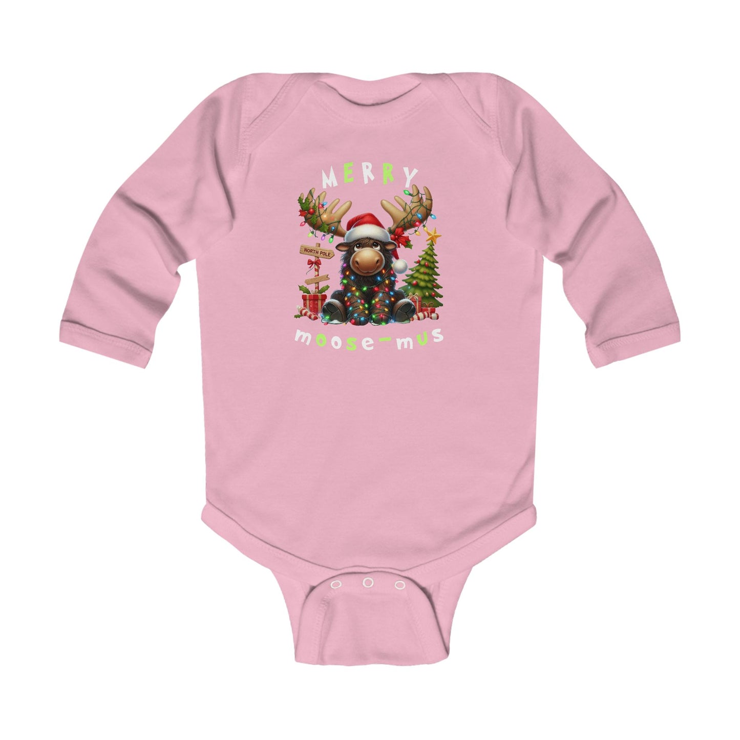Merry Moos-mus - Cute Cartoon Moose Christmas Body Suit Onesie for Baby