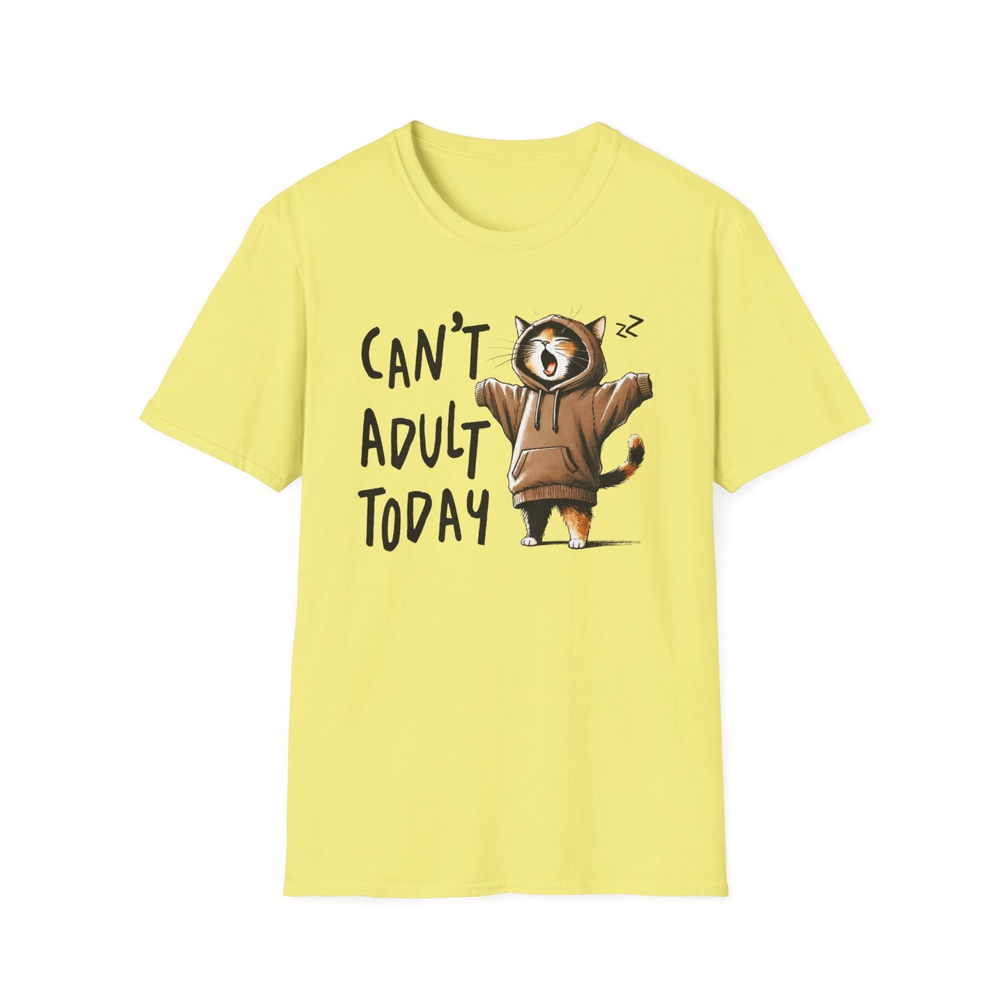 Funny Cat T-Shirt - "Can't Adult Today" - Perfect for Relaxation, Gifts, Birthdays, Cozy Gatherings, Humorous Gifts