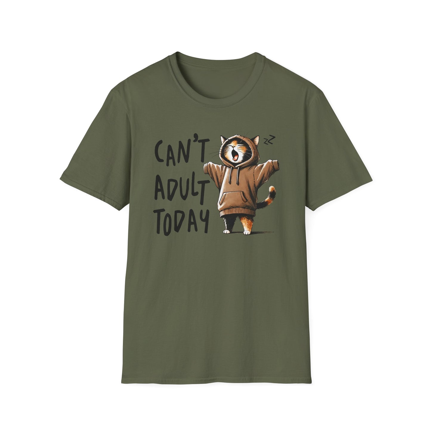 Funny Cat T-Shirt - "Can't Adult Today" - Perfect for Relaxation, Gifts, Birthdays, Cozy Gatherings, Humorous Gifts