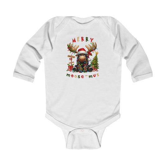 Merry Moos-mus - Cute Cartoon Moose Christmas Body Suit Onesie for Baby